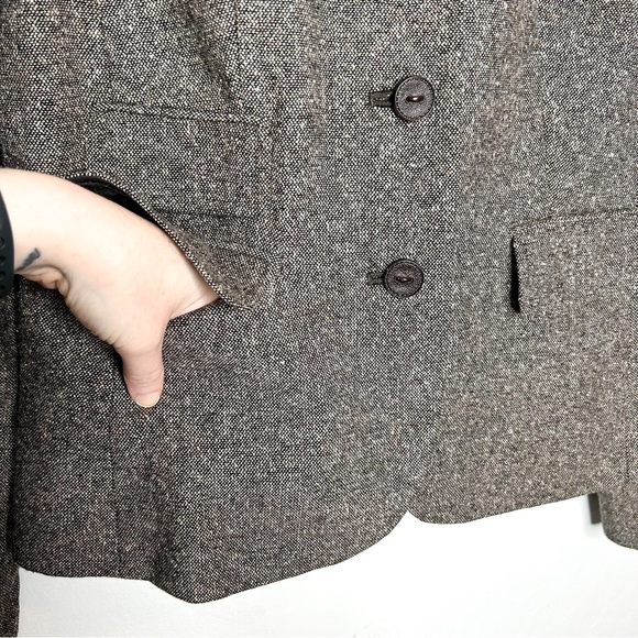 Ann Taylor LOFT Neutral‎ Wool Blend Tweed Business Casual Blazer Jacket 4 - Picture 3 of 7